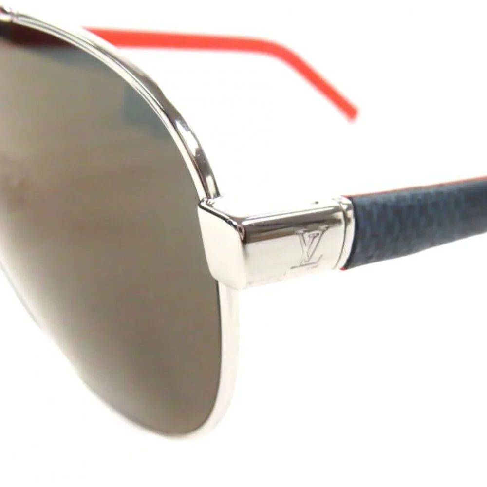 Louis Vuitton Pacific Pilot Eyewear Sunglasses Silver Orange Damier